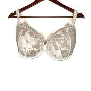 Cacique by Lane Bryant plus size white lace push up bra underwire size 40DDD